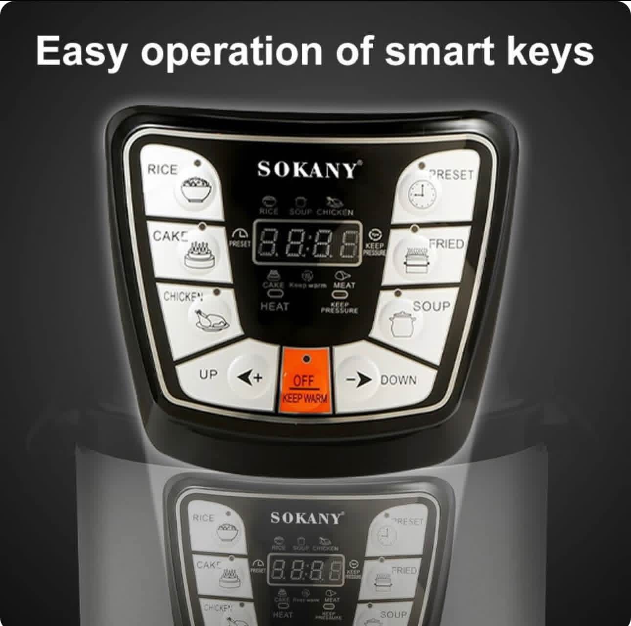 SOKANY 6L Electric Pressure Cooker 1000W (SK-2401) – Stainless Steel thumbnail 4